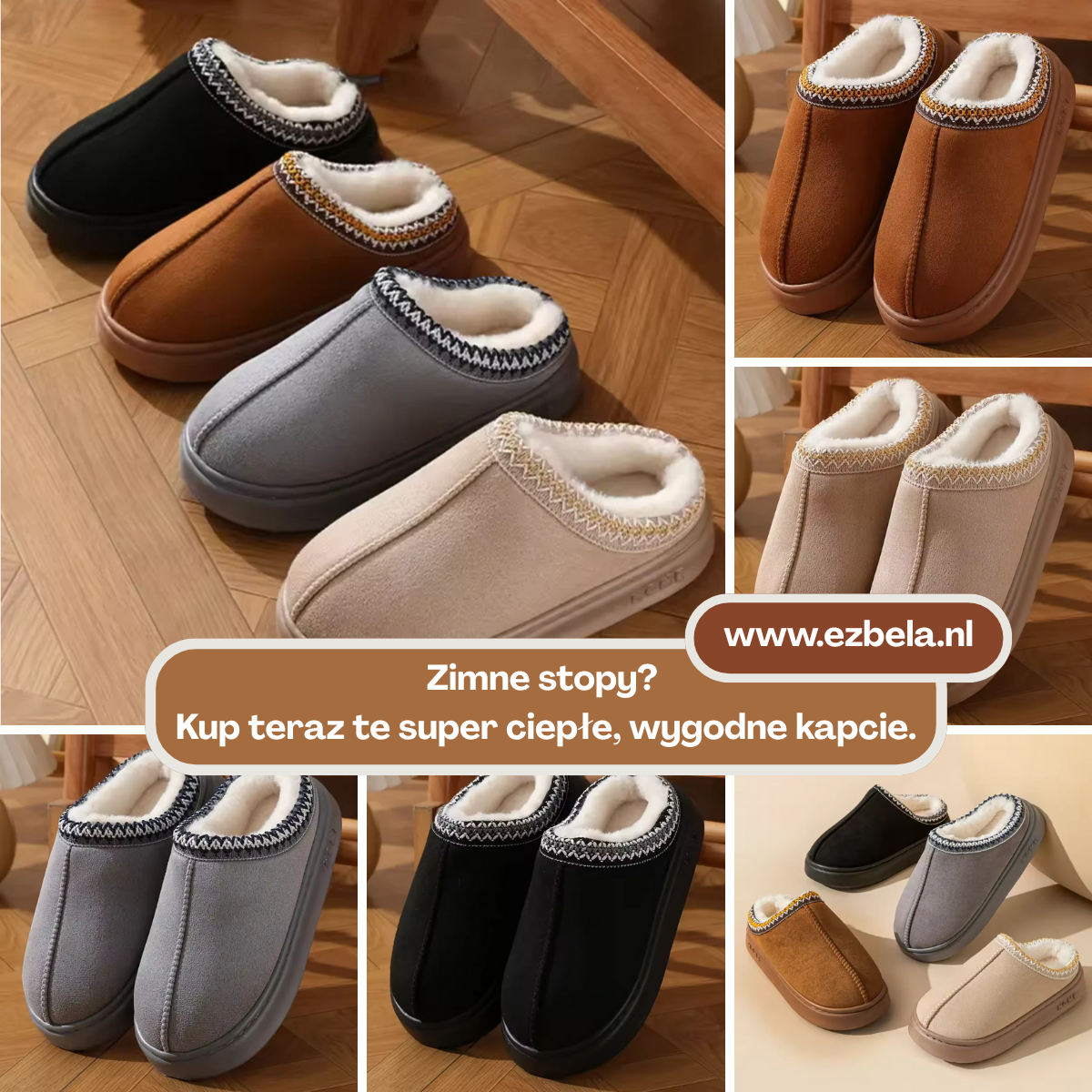 Ciepłe, wodoodporne kapcie z antypoślizgową podeszwą