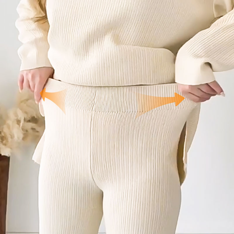 V-neck Casual split Dwuczęściowy zestaw z dzianiny tweedowej